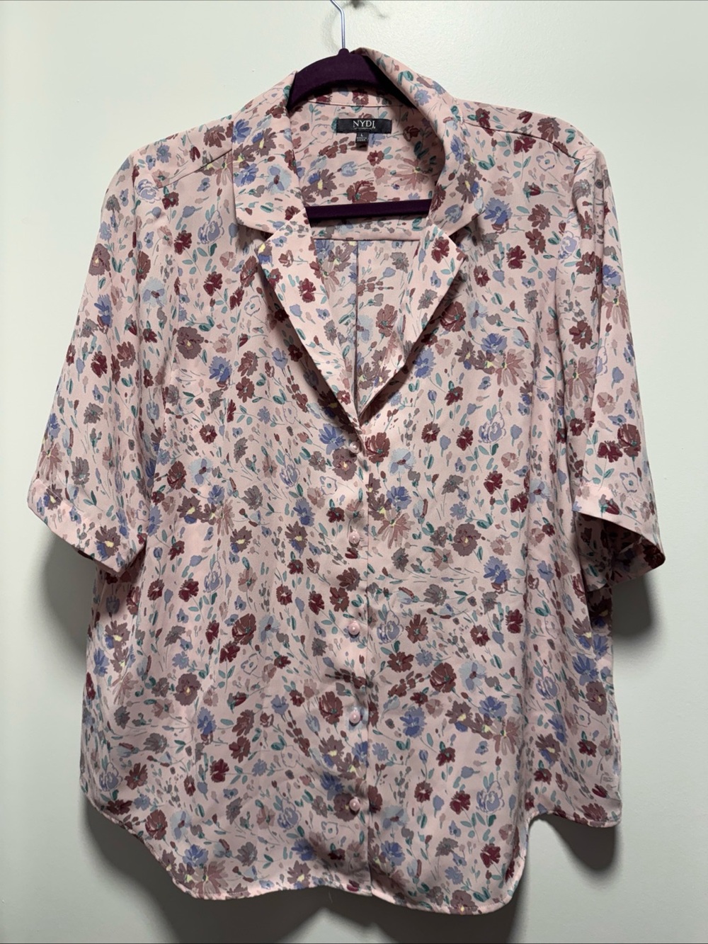 NYDJ Blush Pink Floral Button-Up Shirt -Large